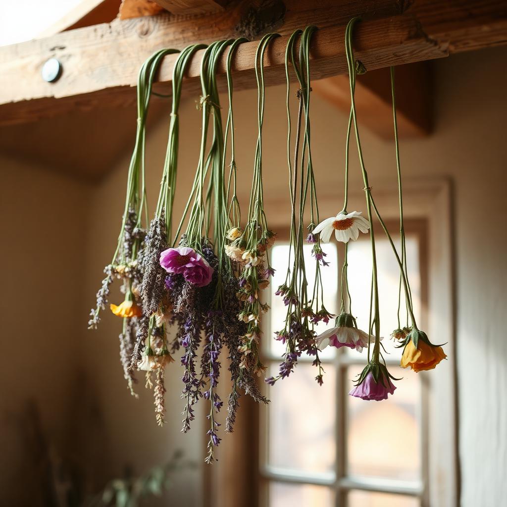 Dried botanicals hanging to cure